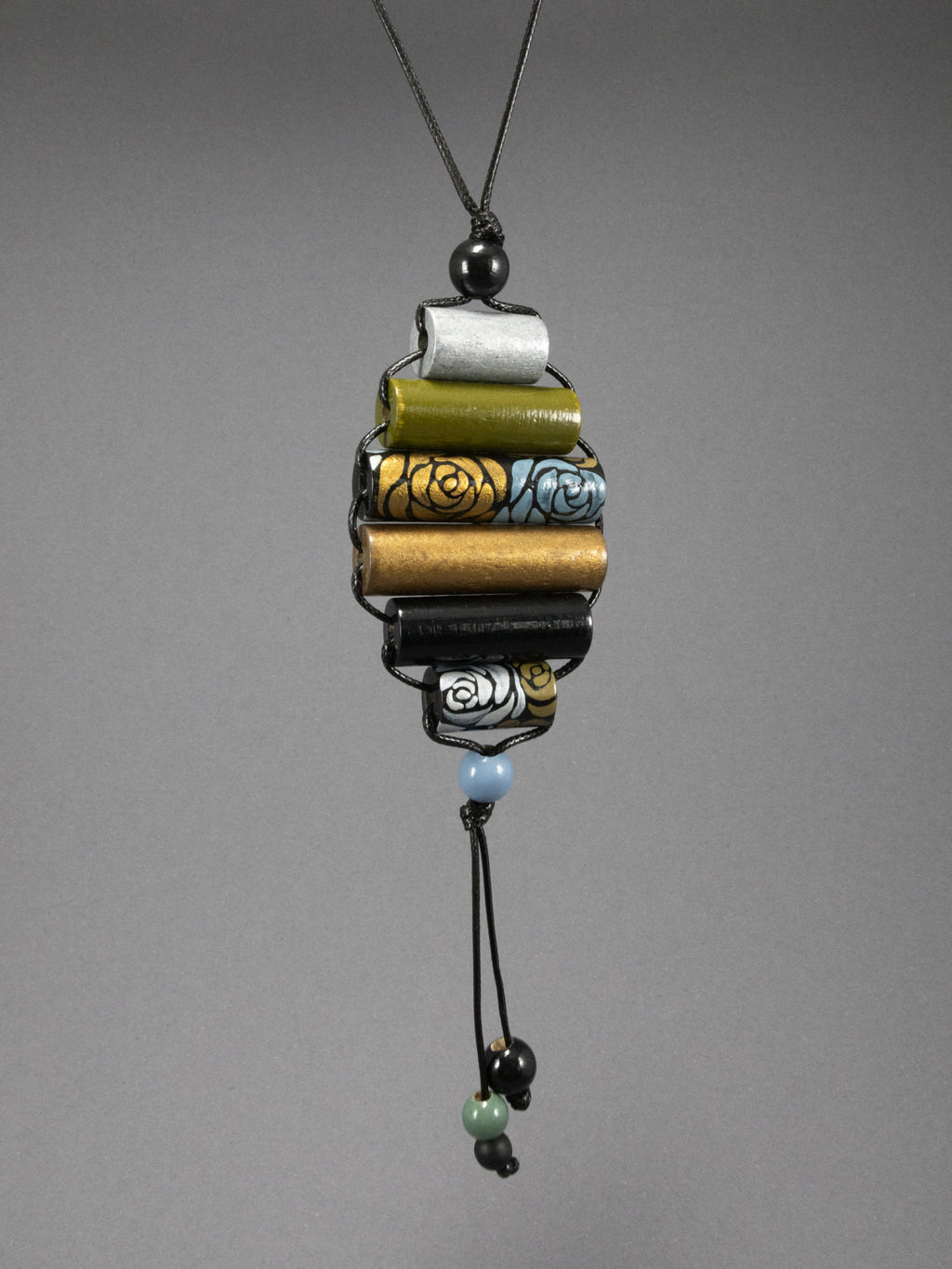 Silver Roses Beaded Pendant