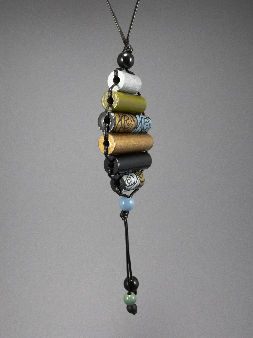 Silver Roses Beaded Pendant