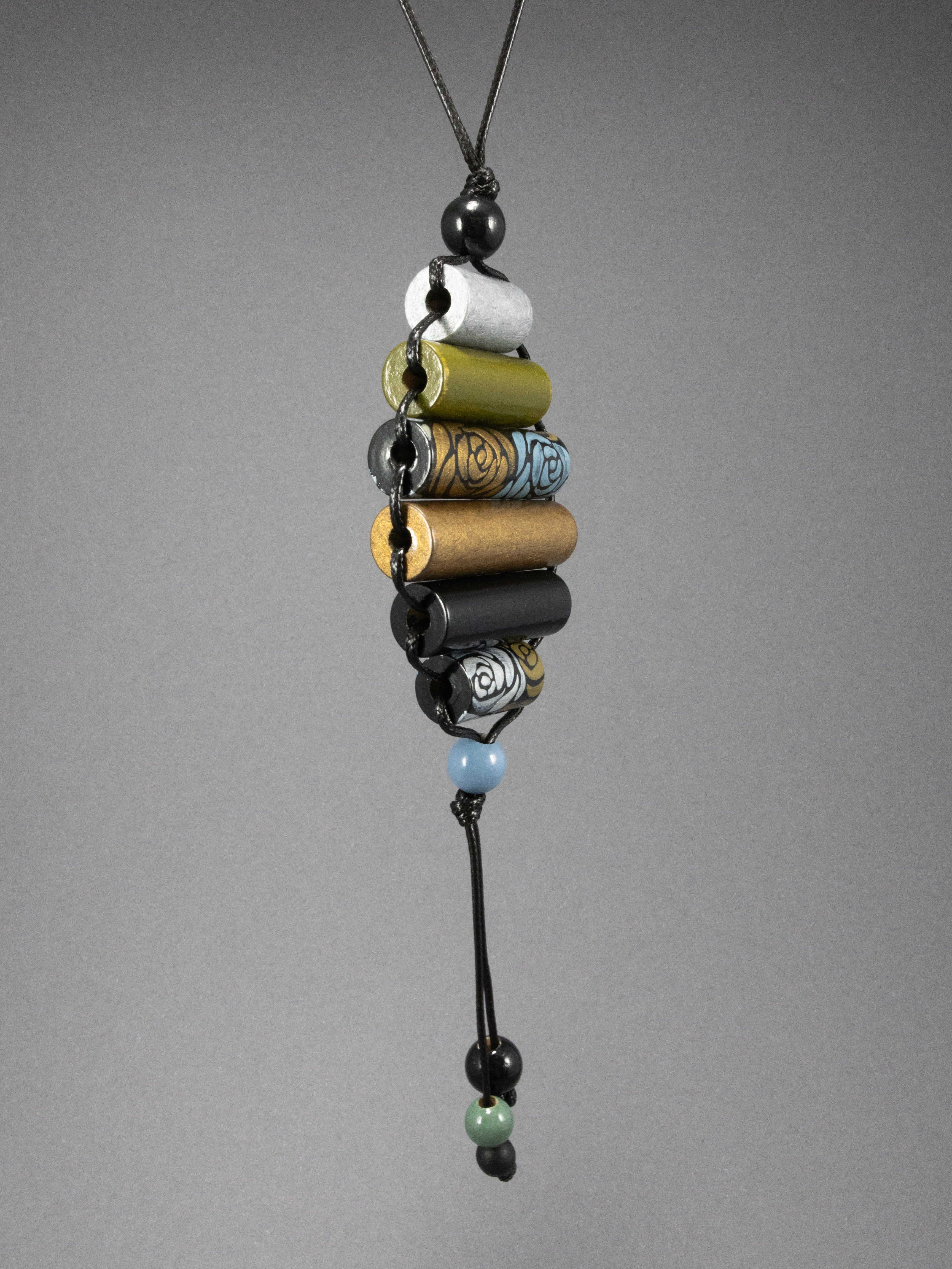 Silver Roses Beaded Pendant