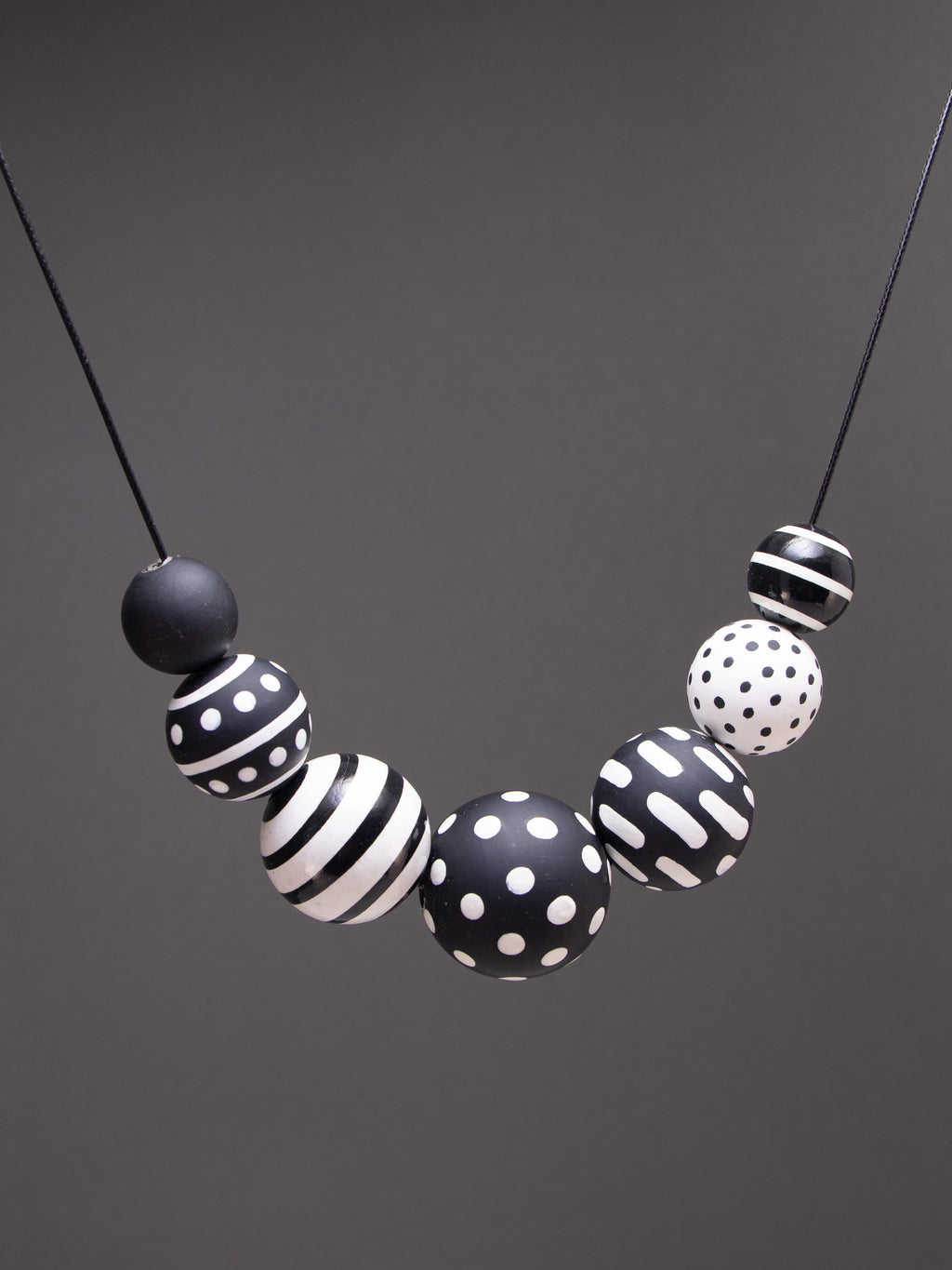 Stripes Wooden Bead Necklace 2