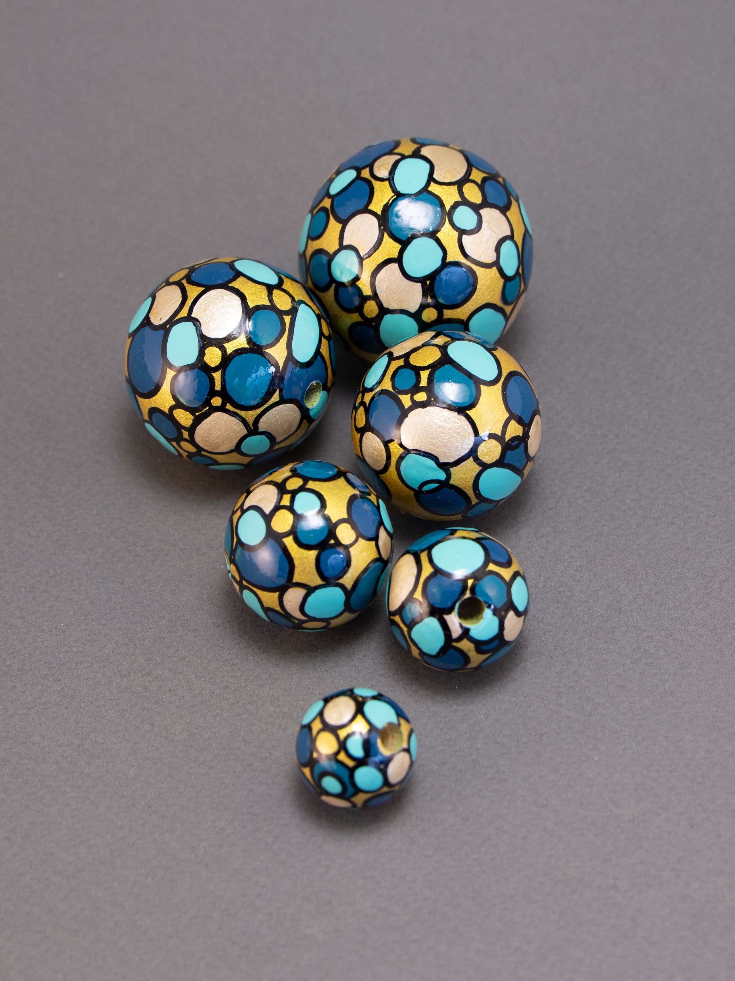 Turqoise  Rapsody Wooden Bead