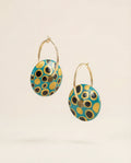 Turquoise Cosmos Wooden Earrings