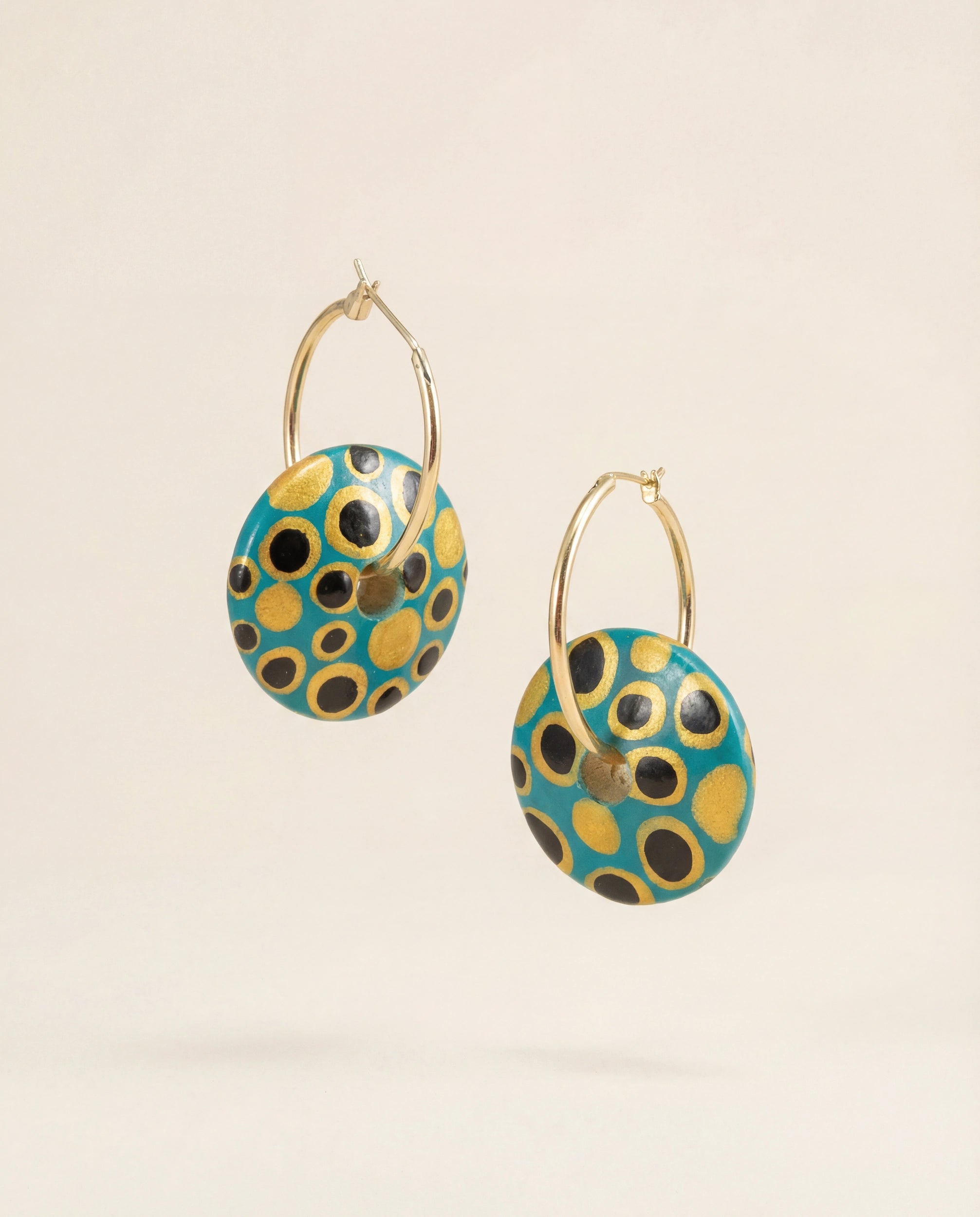 Turquoise Cosmos Wooden Earrings