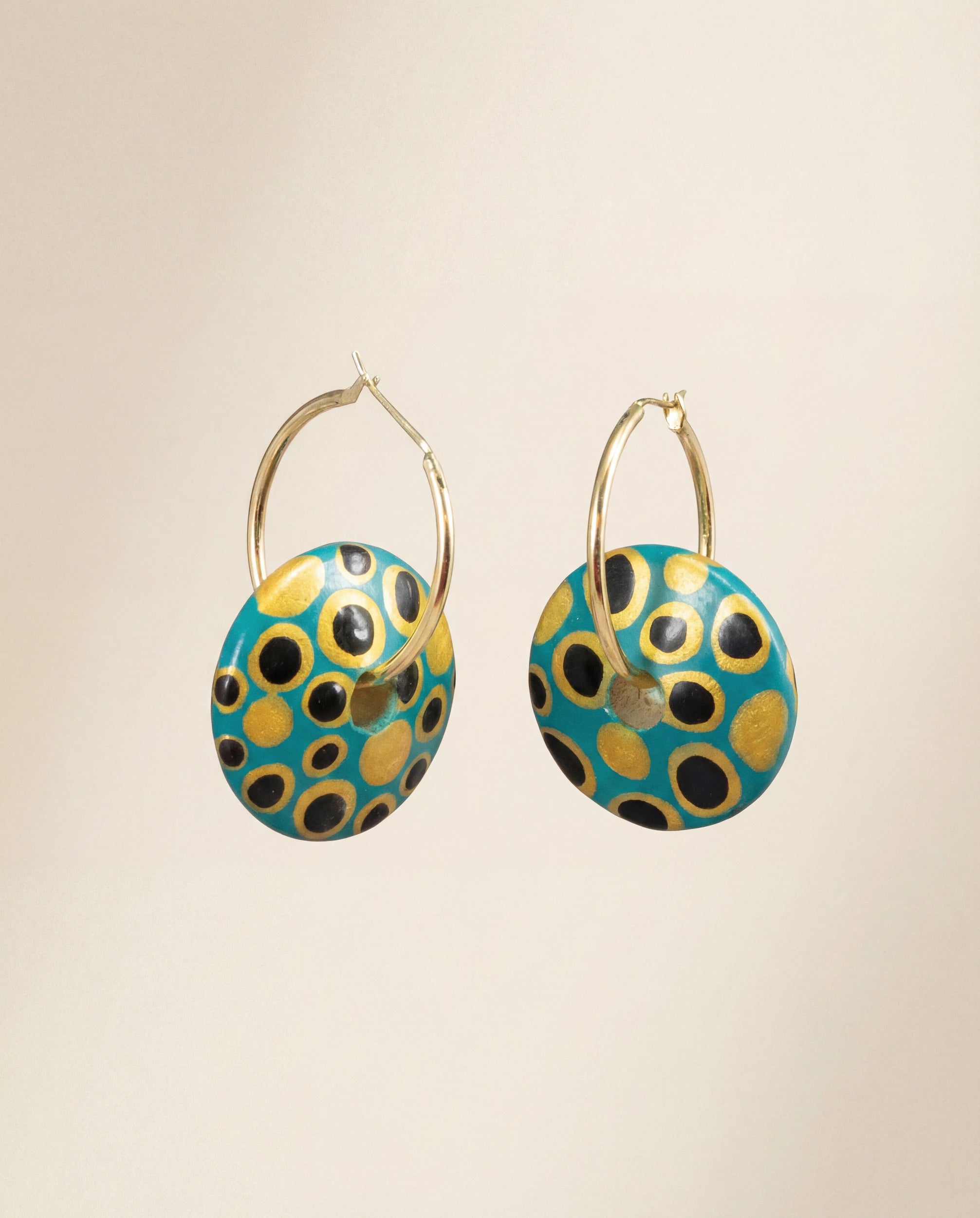 Turquoise Cosmos Wooden Earrings