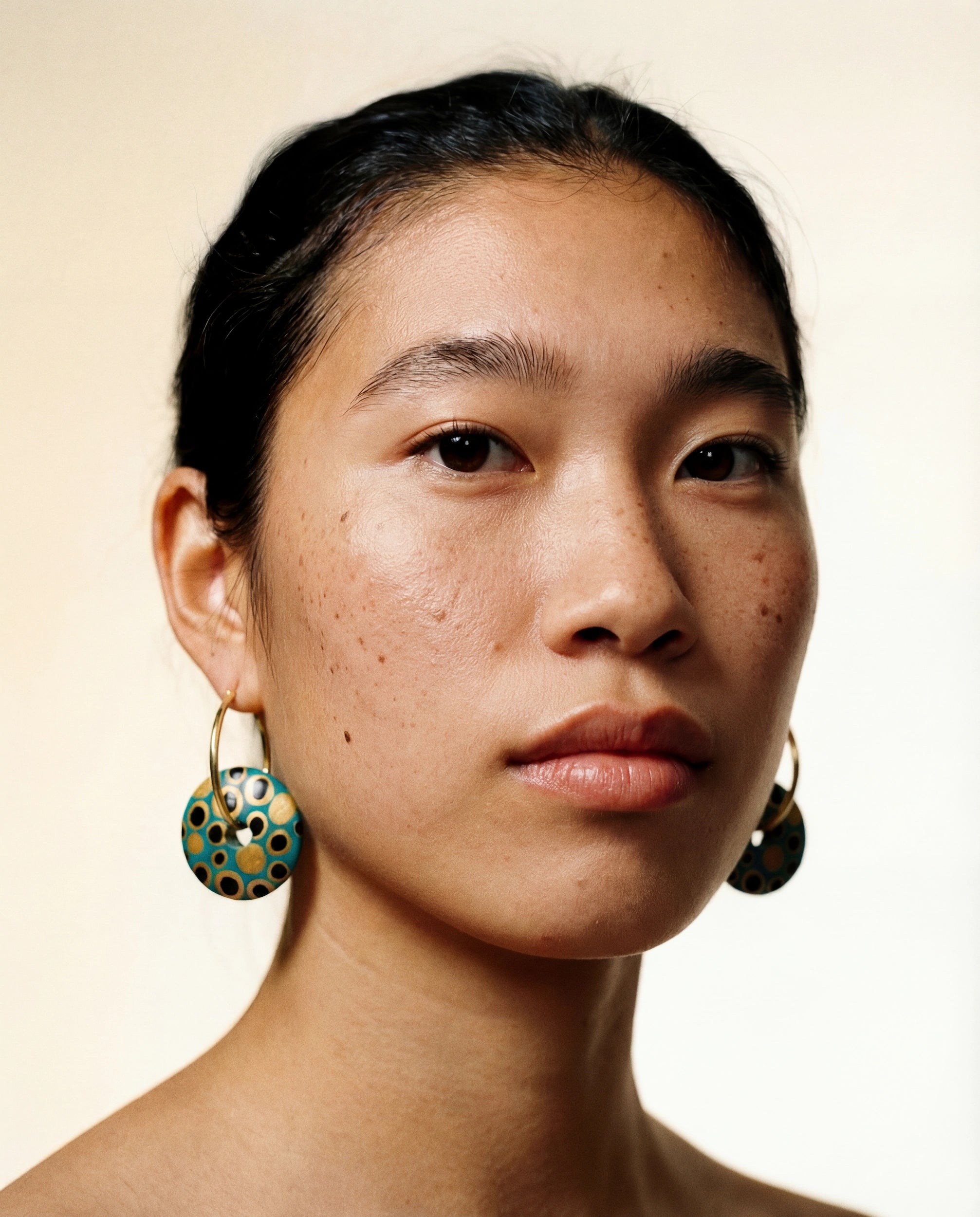 Turquoise Cosmos Wooden Earrings