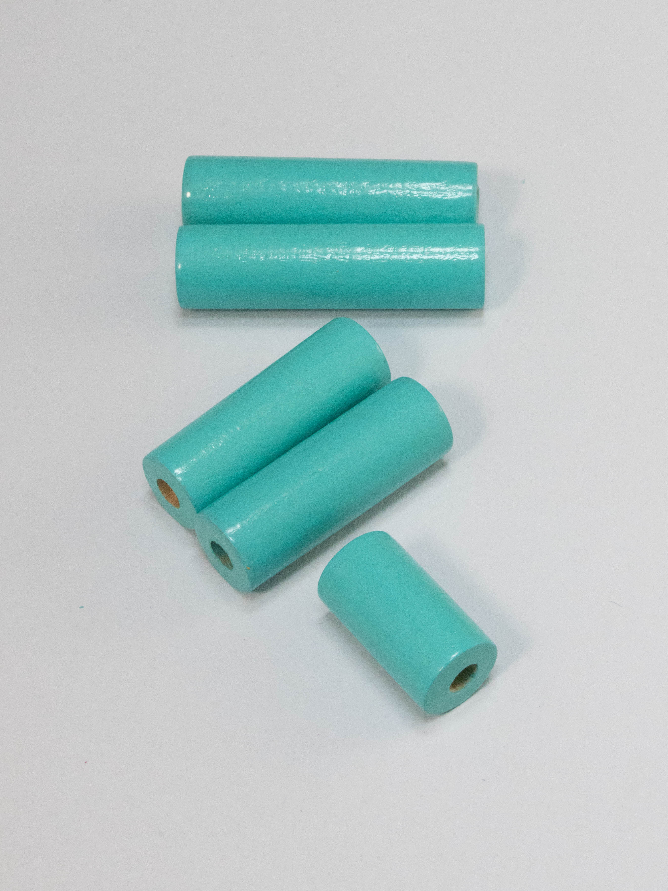 Turquoise Cylinder Wooden Bead