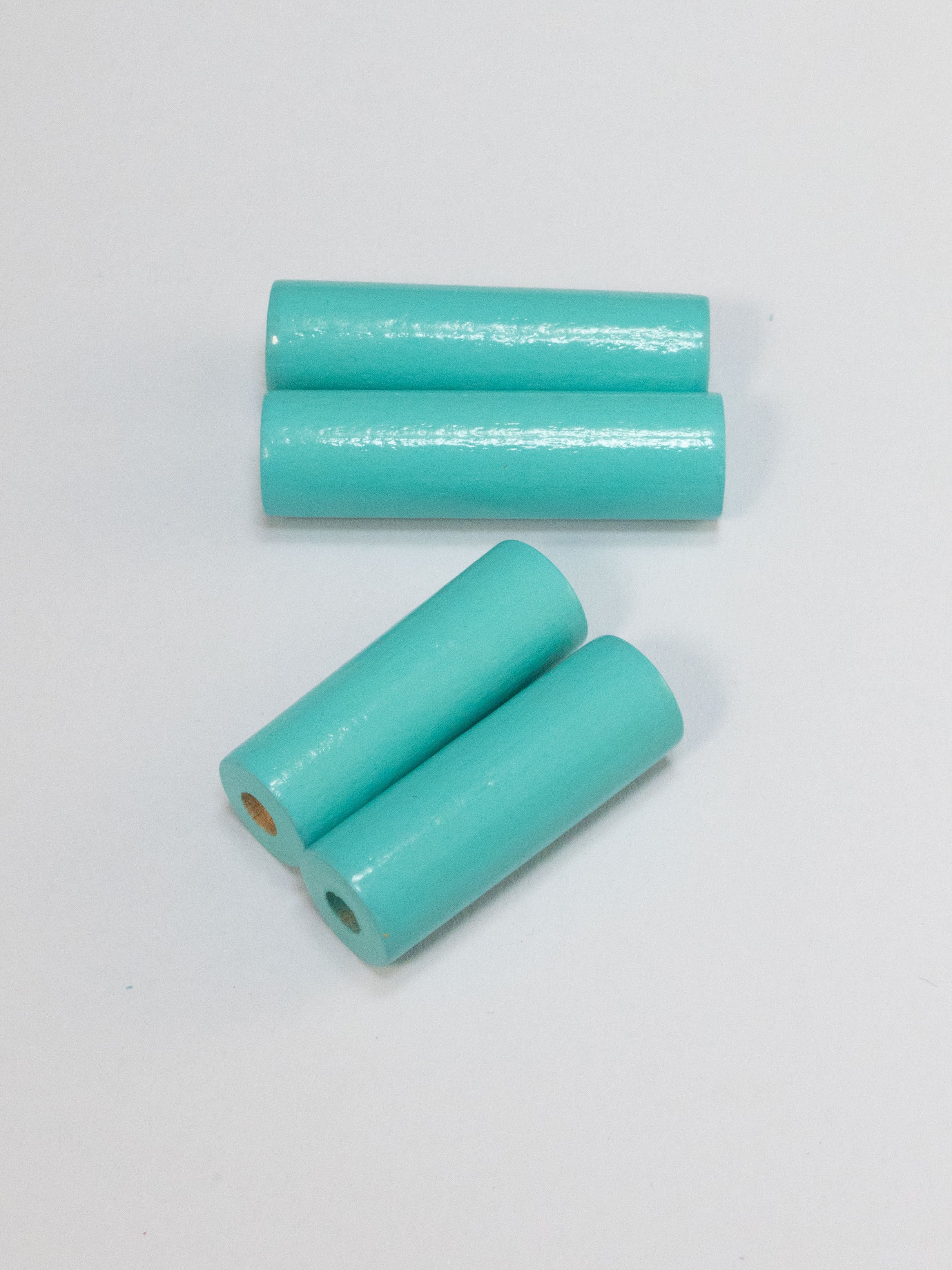 Turquoise Cylinder Wooden Bead