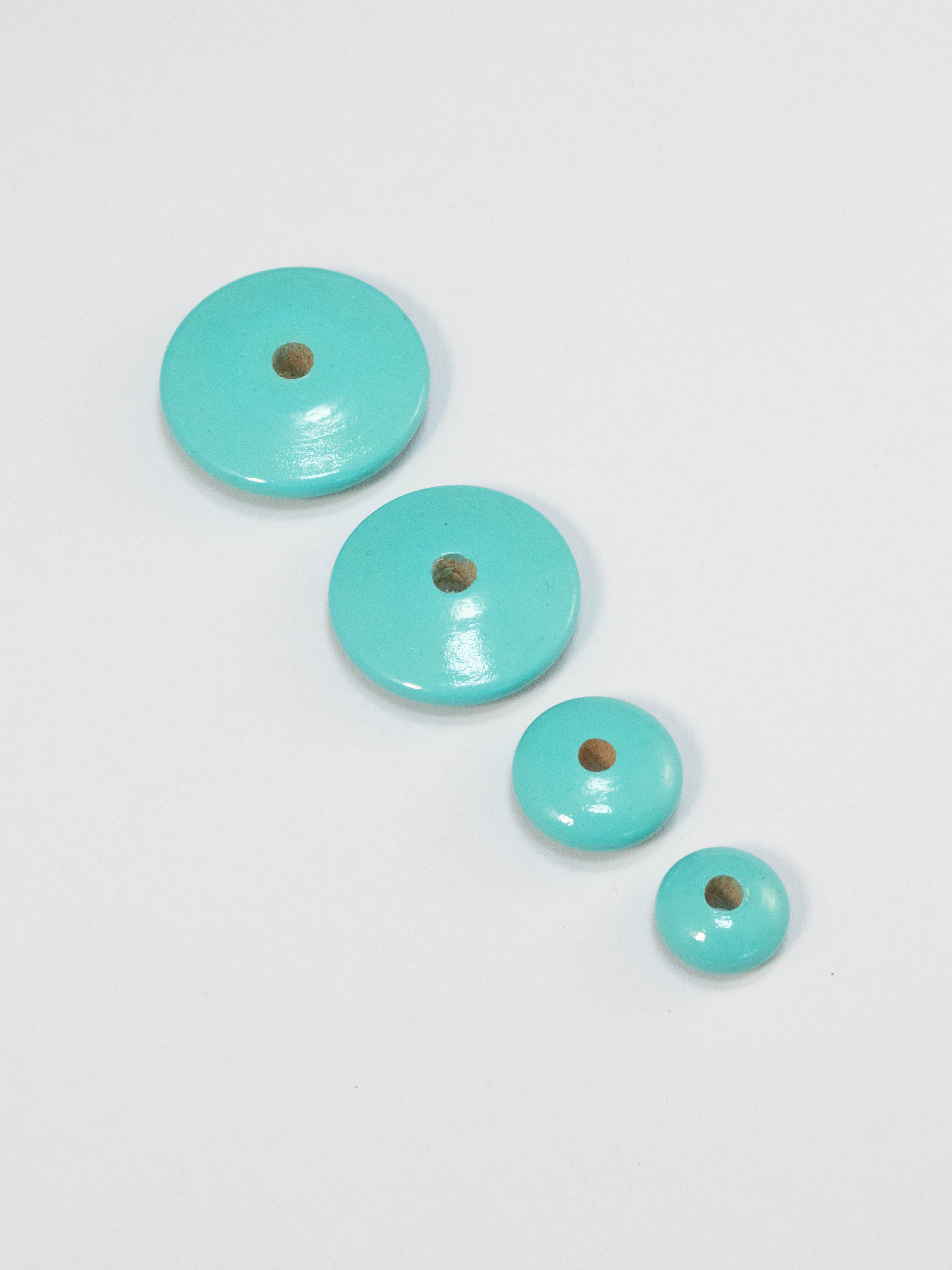 Turquoise Flat Wooden Bead