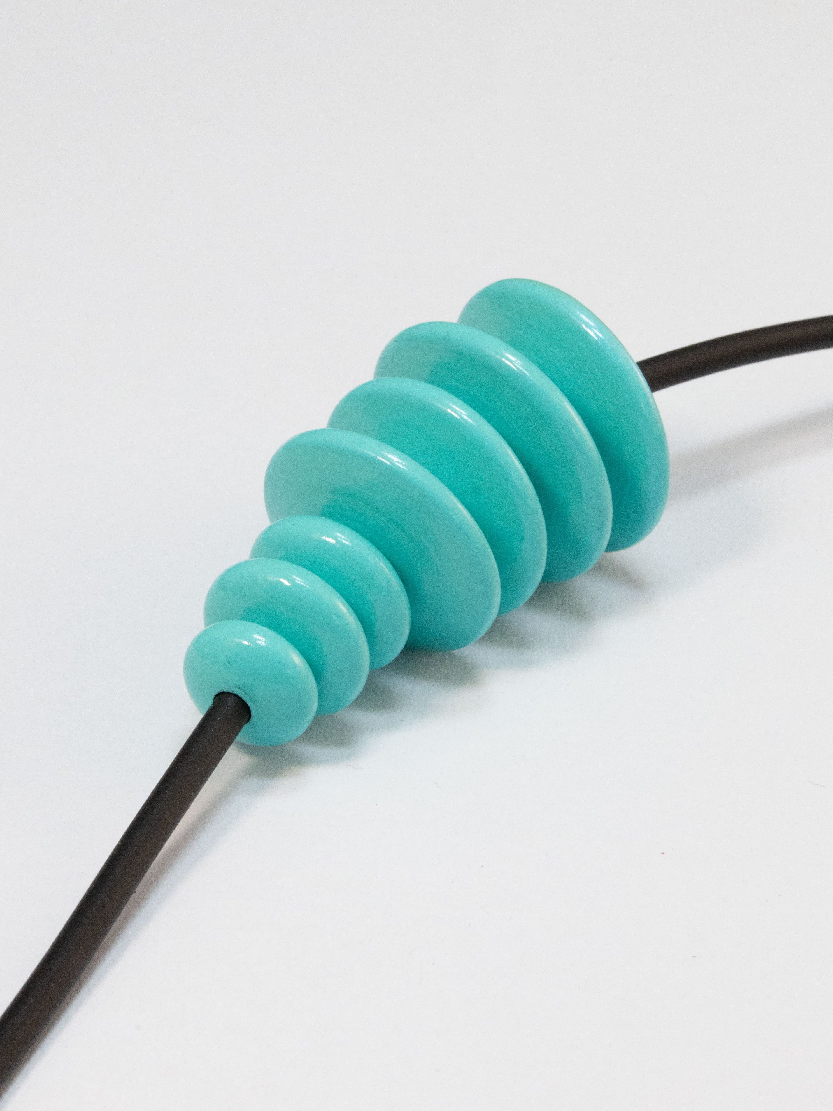 Turquoise Flat Wooden Bead