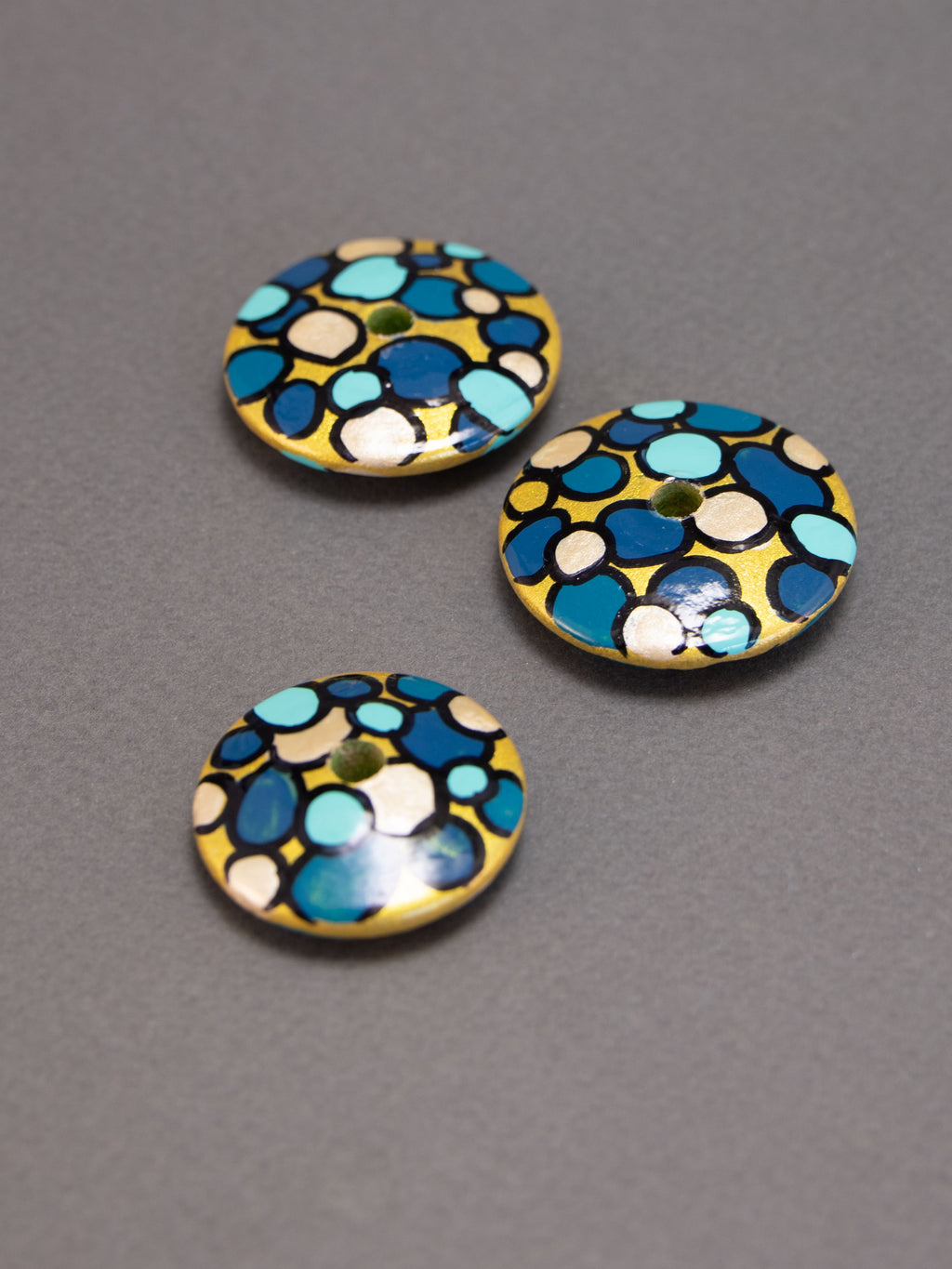 Perlina di legno piatta Turquoise Rapsody