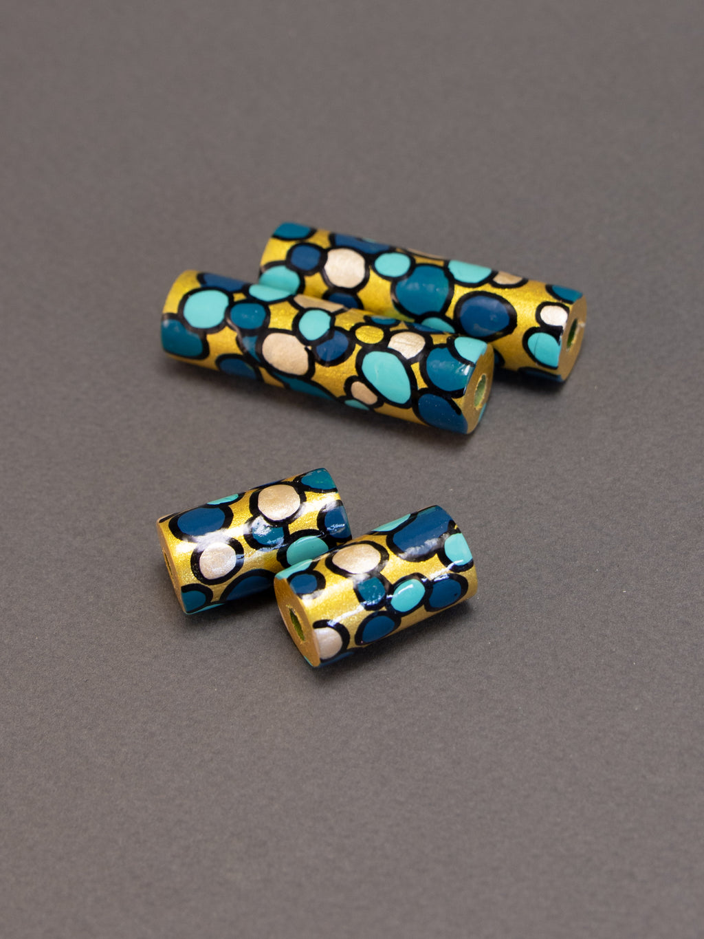 Perlina di legno Turquoise Rapsody a forma di cilindro