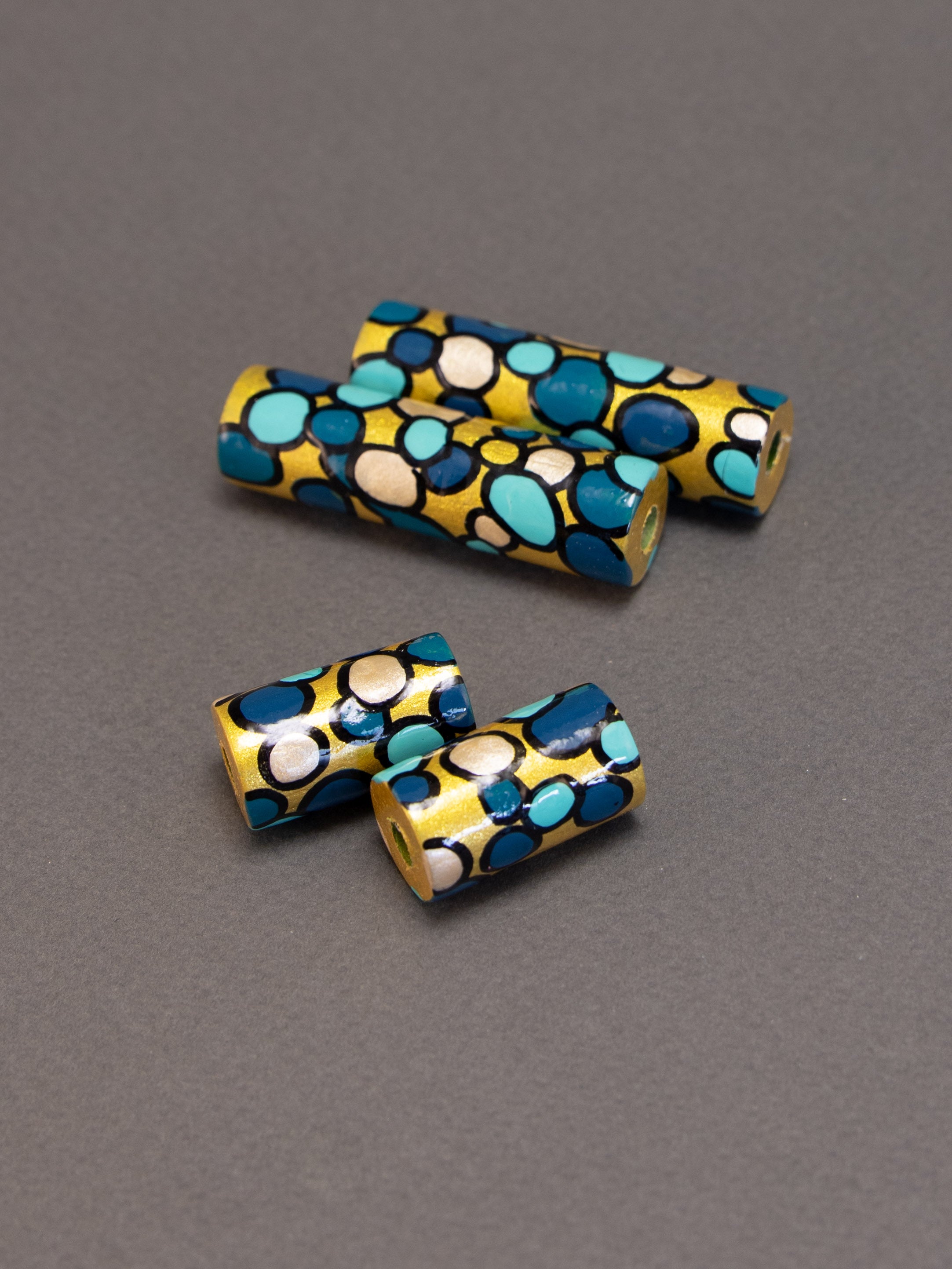 Perlina di legno Turquoise Rapsody a forma di cilindro