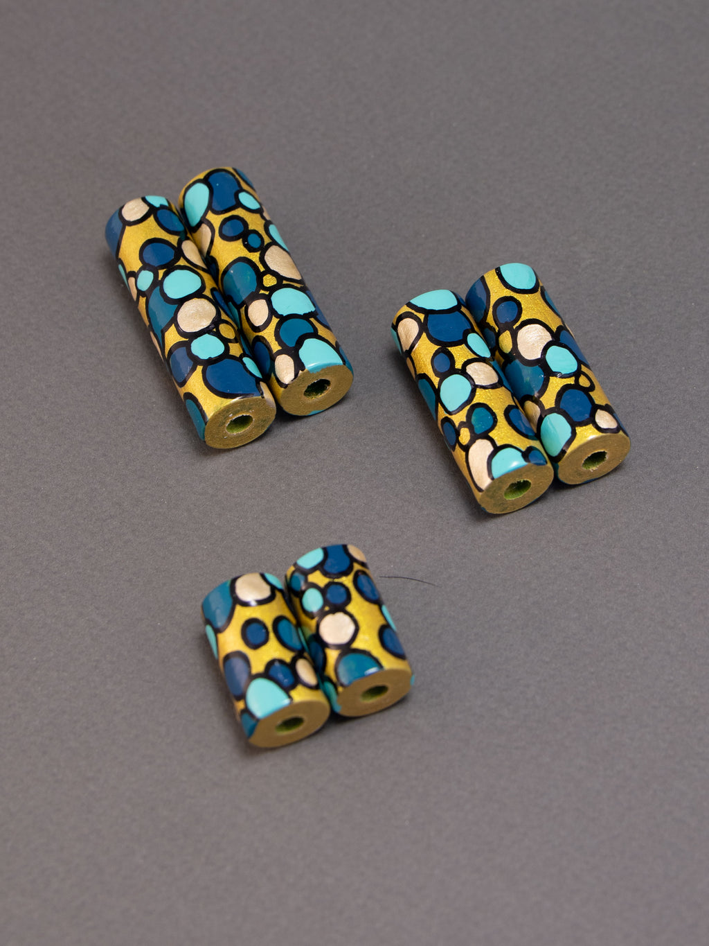 Perlina di legno Turquoise Rapsody a forma di cilindro