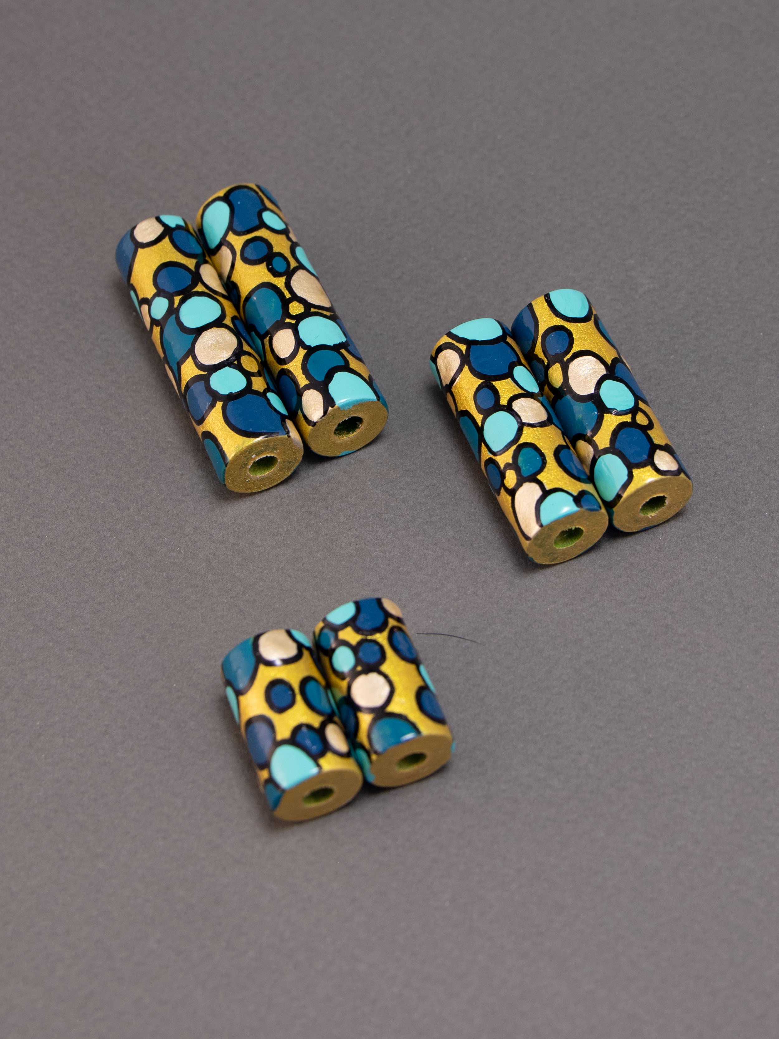 Perlina di legno Turquoise Rapsody a forma di cilindro