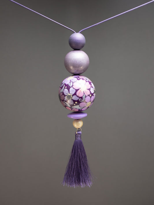 Violet Flowers Beaded Pendant