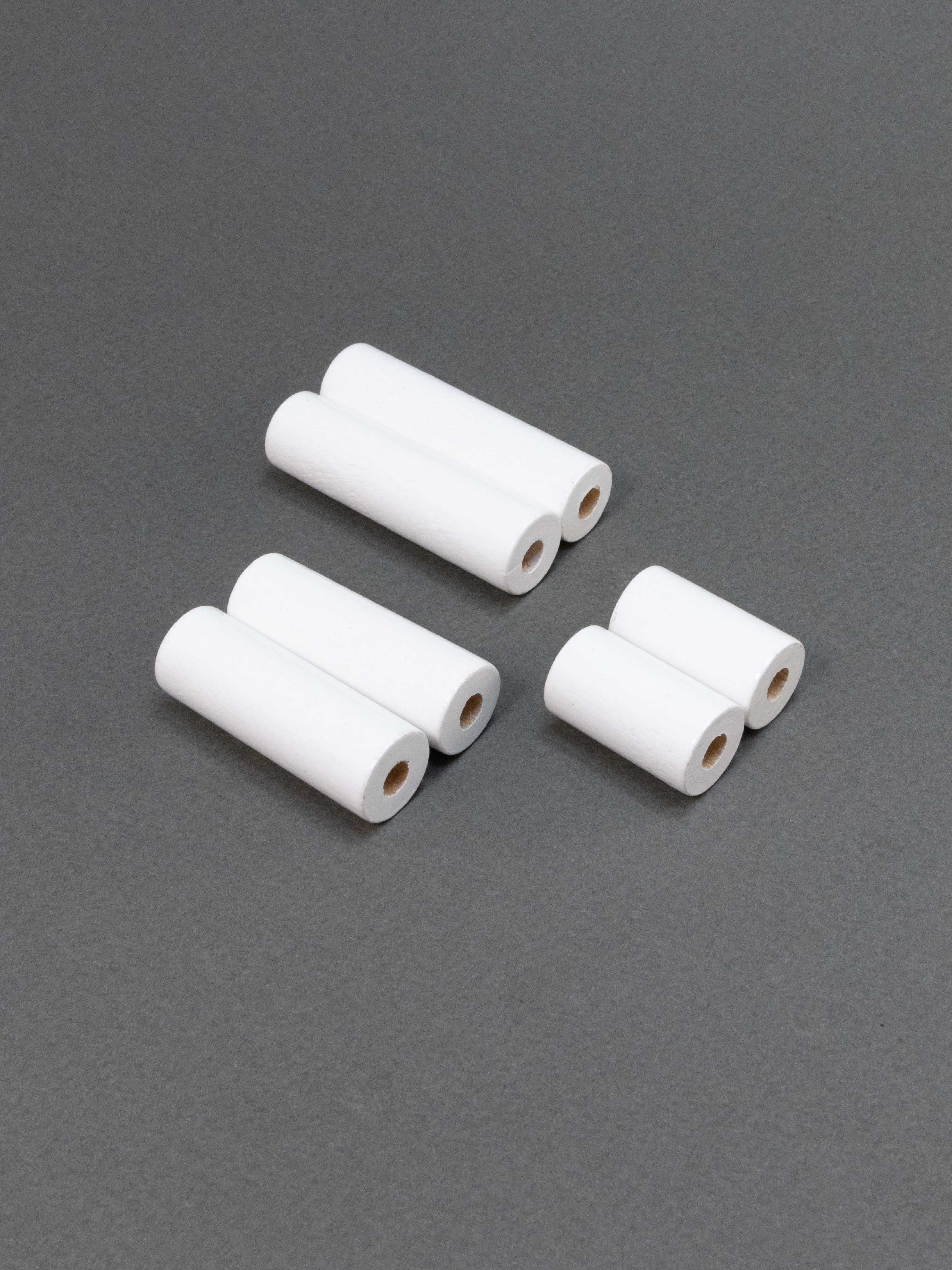 Perlina di legno cilindro bianco