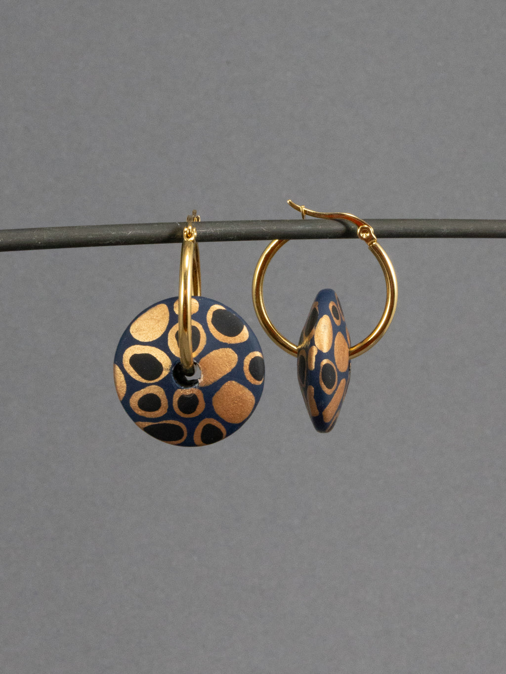 Blue Cosmos Flat Wooden Bead