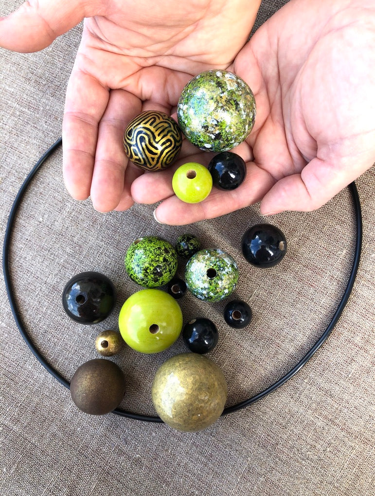 Big Green Wooden Beads Set