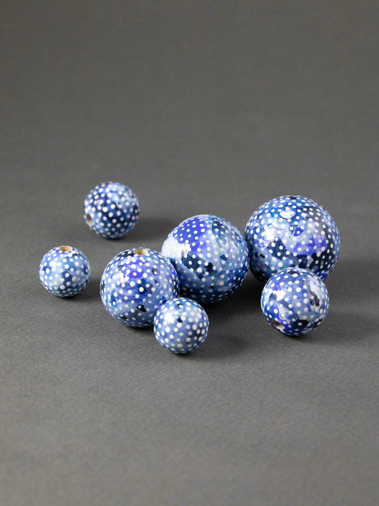 Abstract Blue Wooden Bead