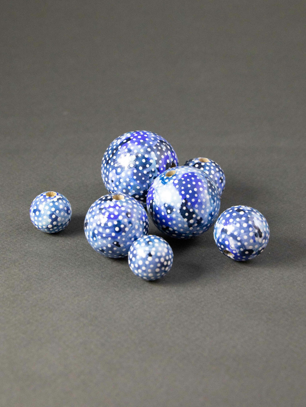 Abstract Blue Wooden Bead