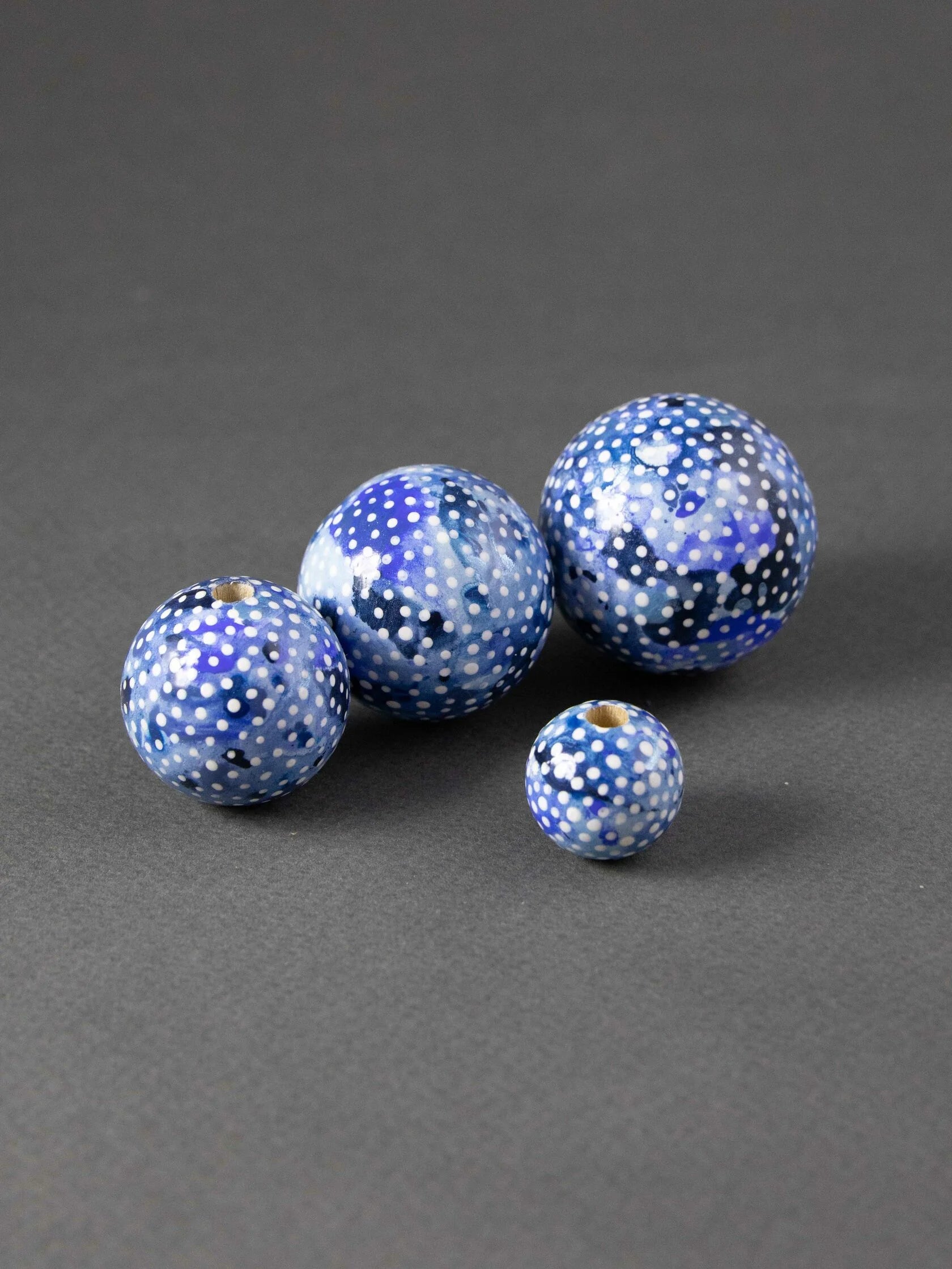 Abstract Blue Wooden Bead