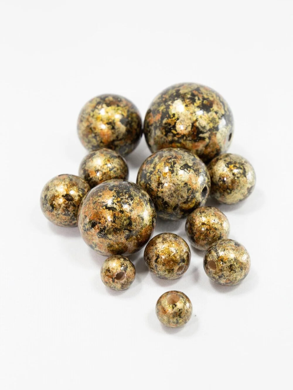 Antique Brushed Black & Gold Wooden Bead