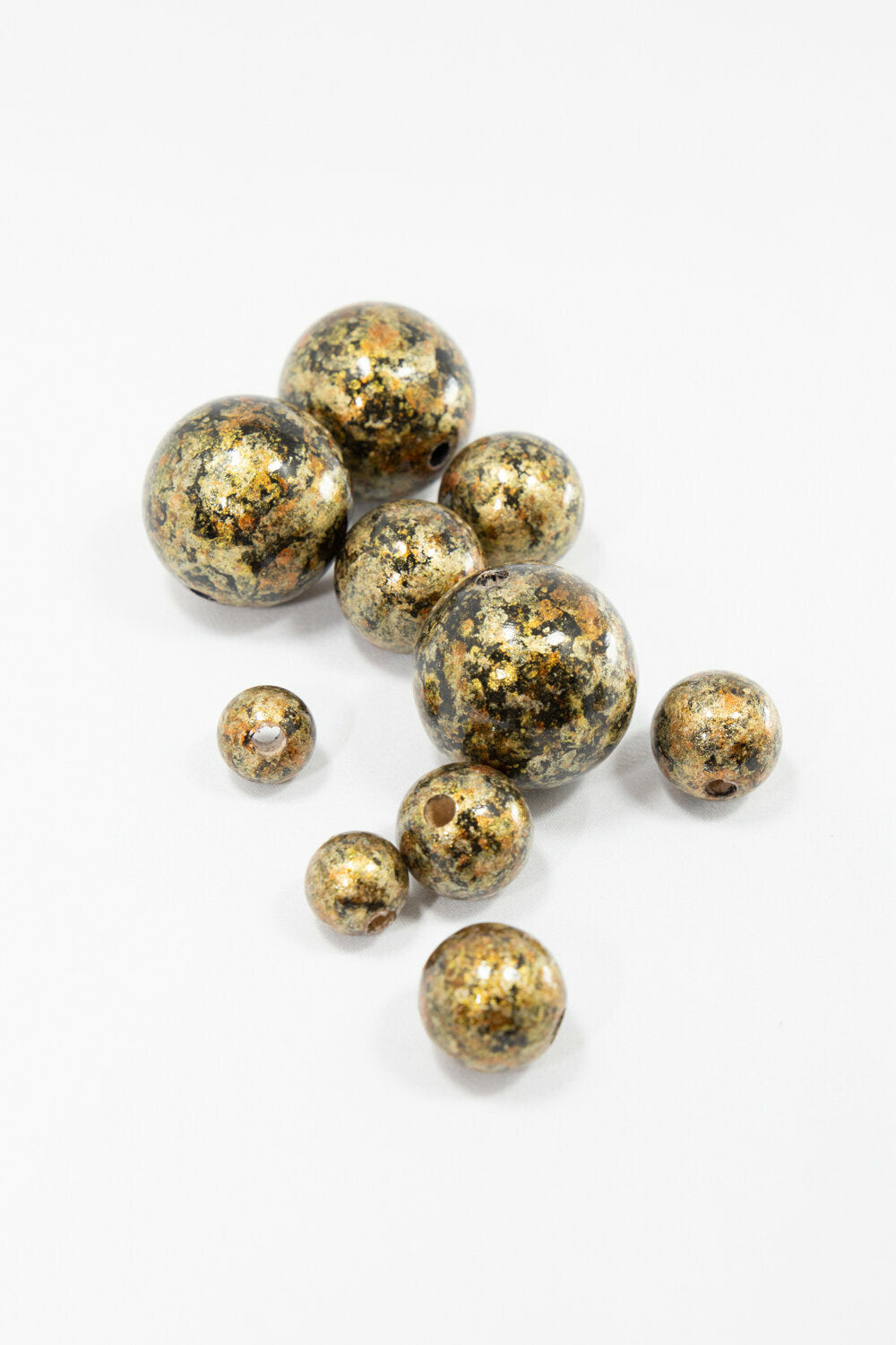 Antique Brushed Black & Gold Wooden Bead