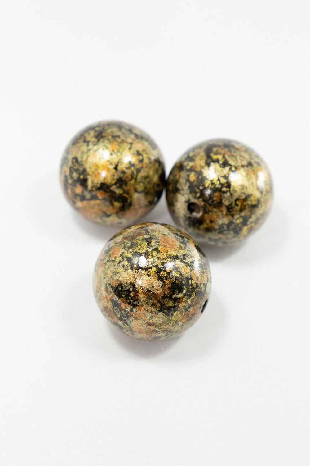 Antique Brushed Black & Gold Wooden Bead