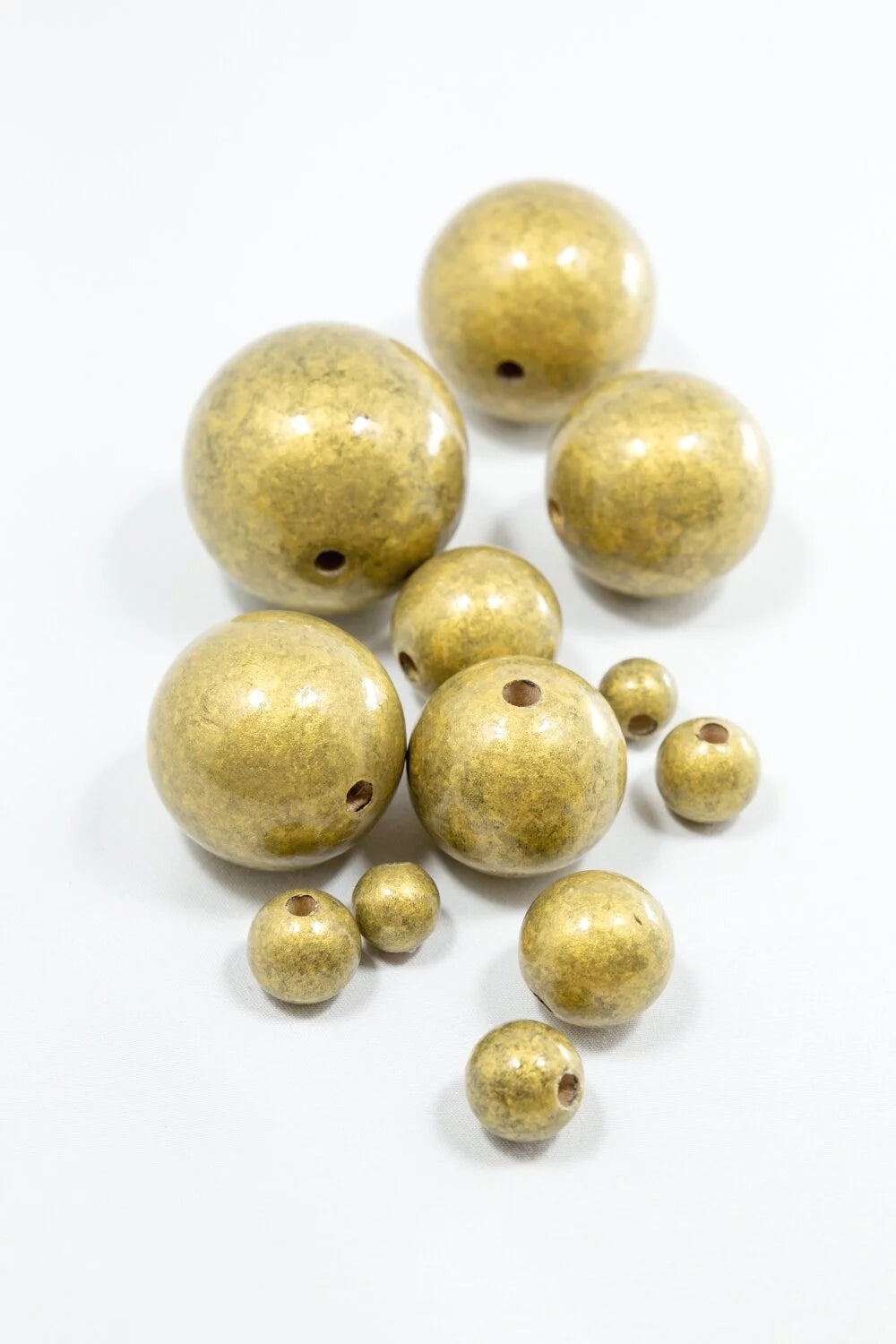 Antique Brushed Golden Wooden Bead