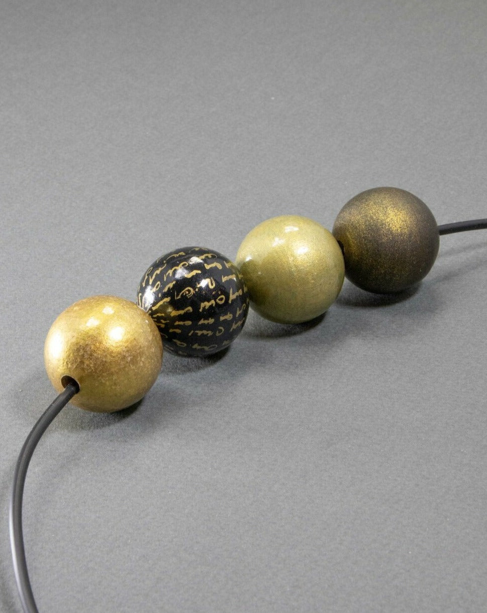 Antique Golden Letters Wooden Beads Set