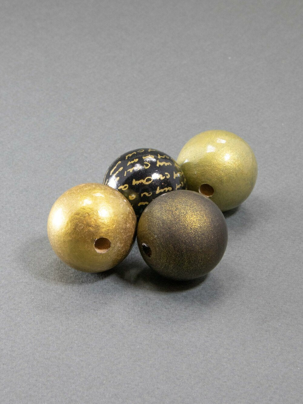 Antique Golden Letters Wooden Beads Set