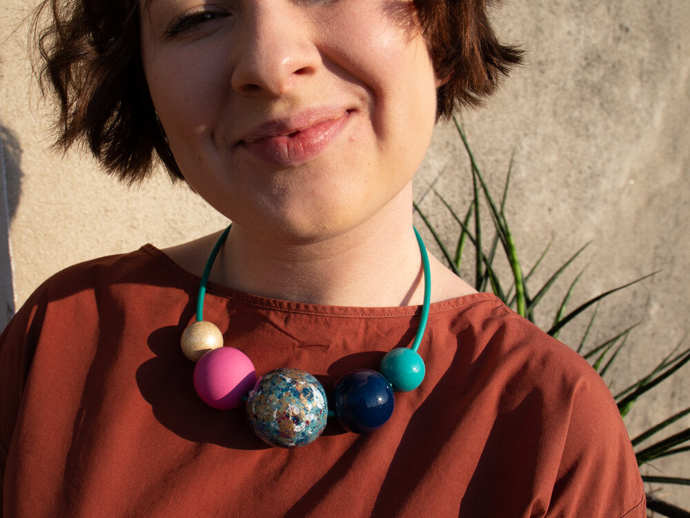 Artistic Pallet Wooden Bead Necklace