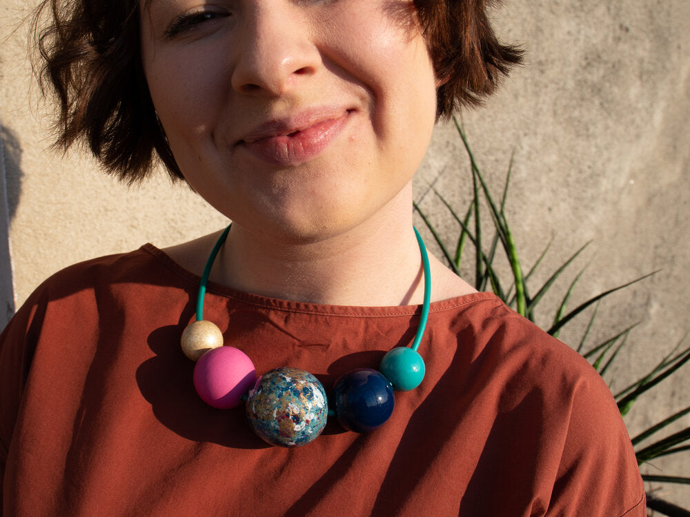 Artistic Pallet Wooden Bead Necklace