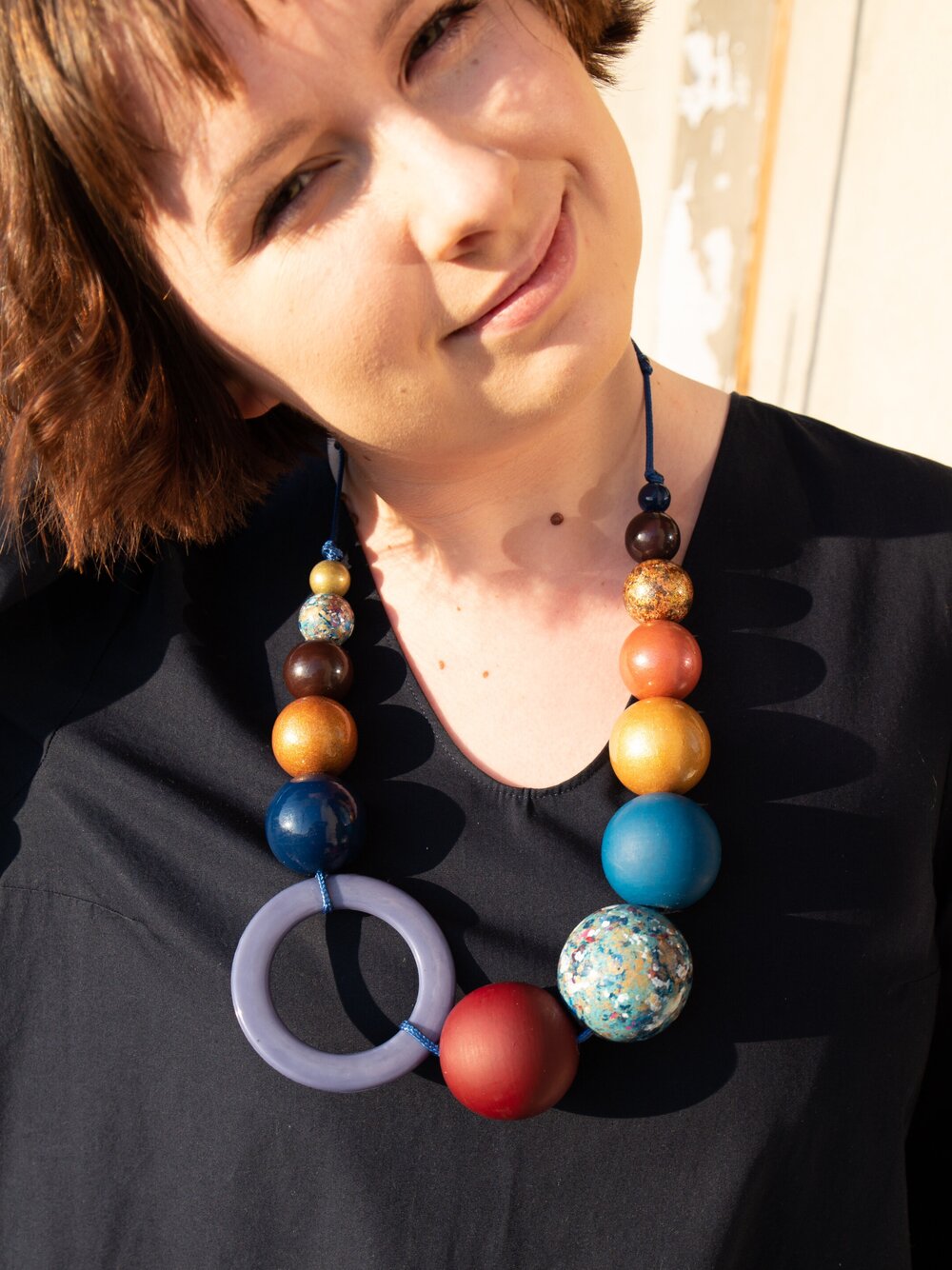 Autumn Rhapsody Wooden Bead Necklace
