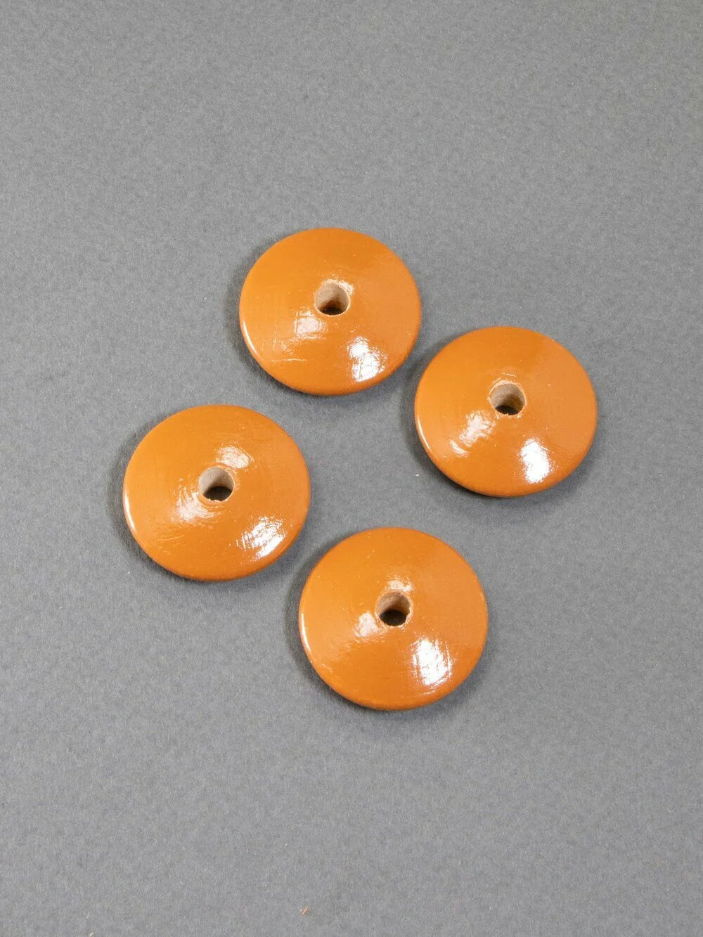 Burnt Orange Flat Wooden Bead