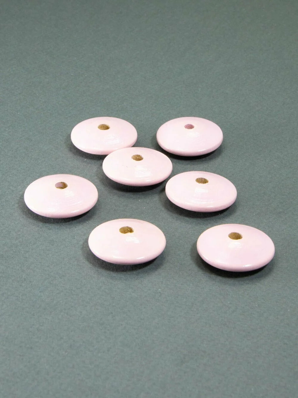 Flat Pink Wooden Bead