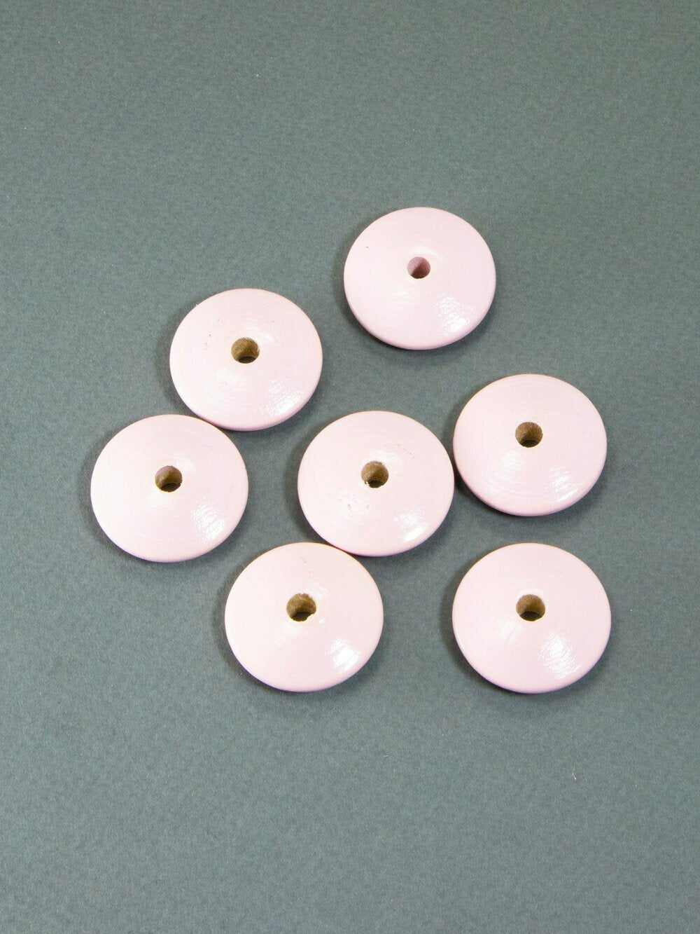 Flat Pink Wooden Bead