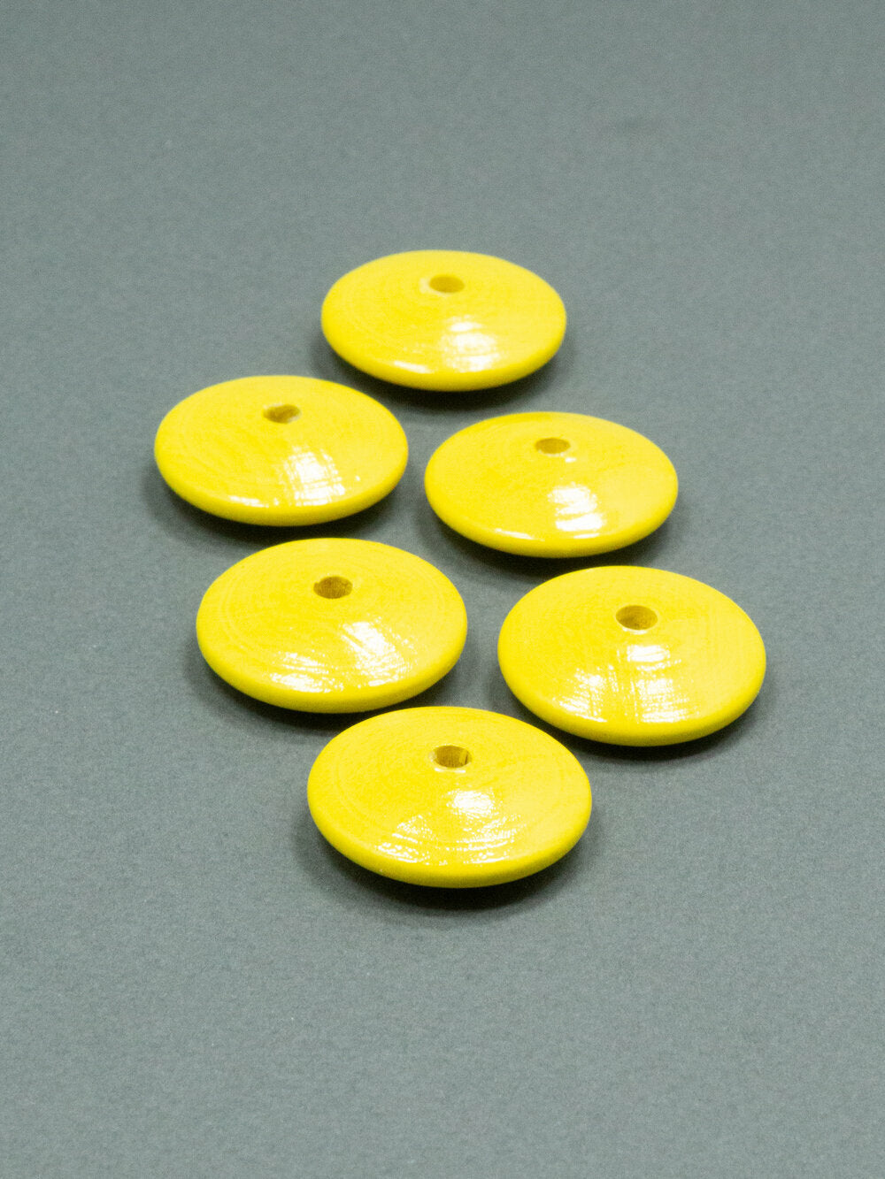 Lemon Yellow Flat Wooden Bead
