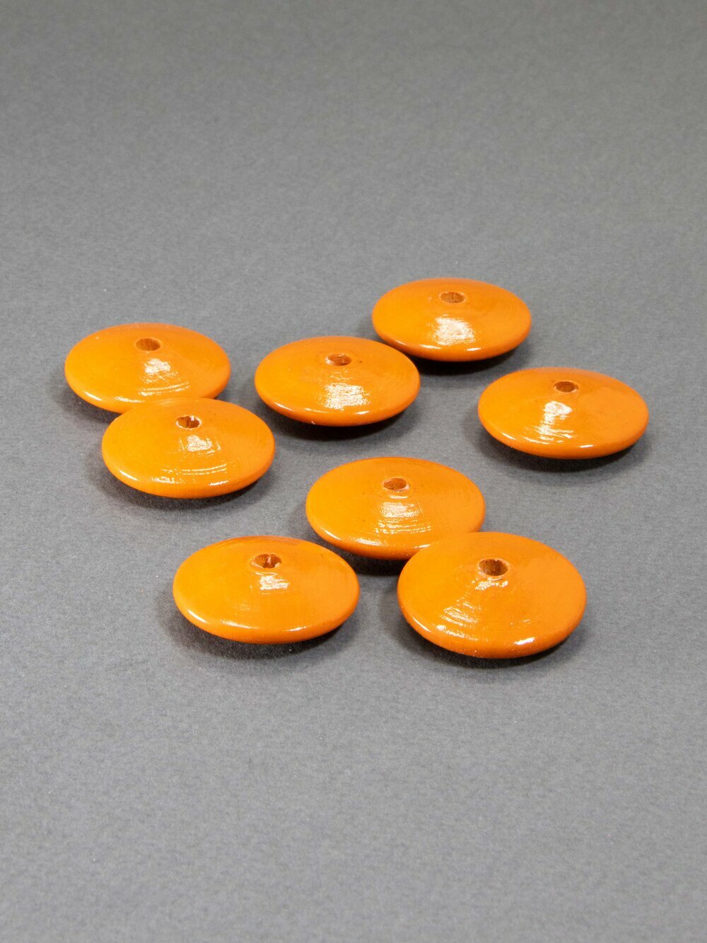 Orange Flat Wooden Bead
