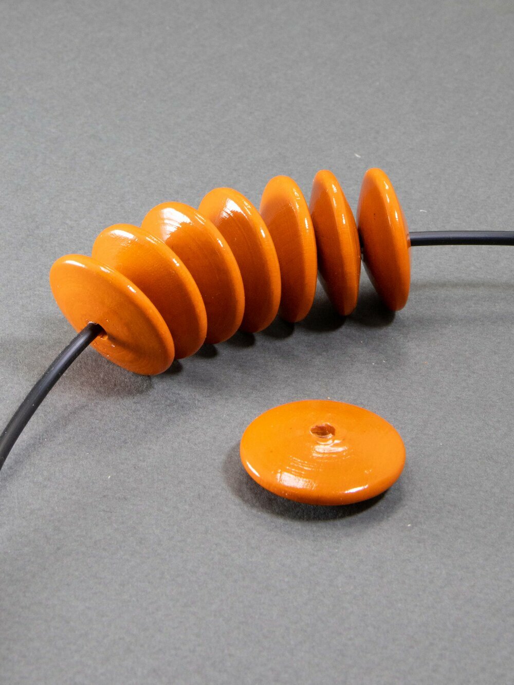Orange Flat Wooden Bead