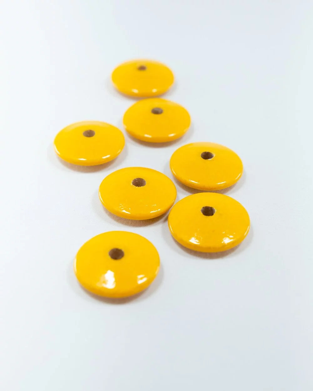 Sunny Yellow Flat Wooden Bead