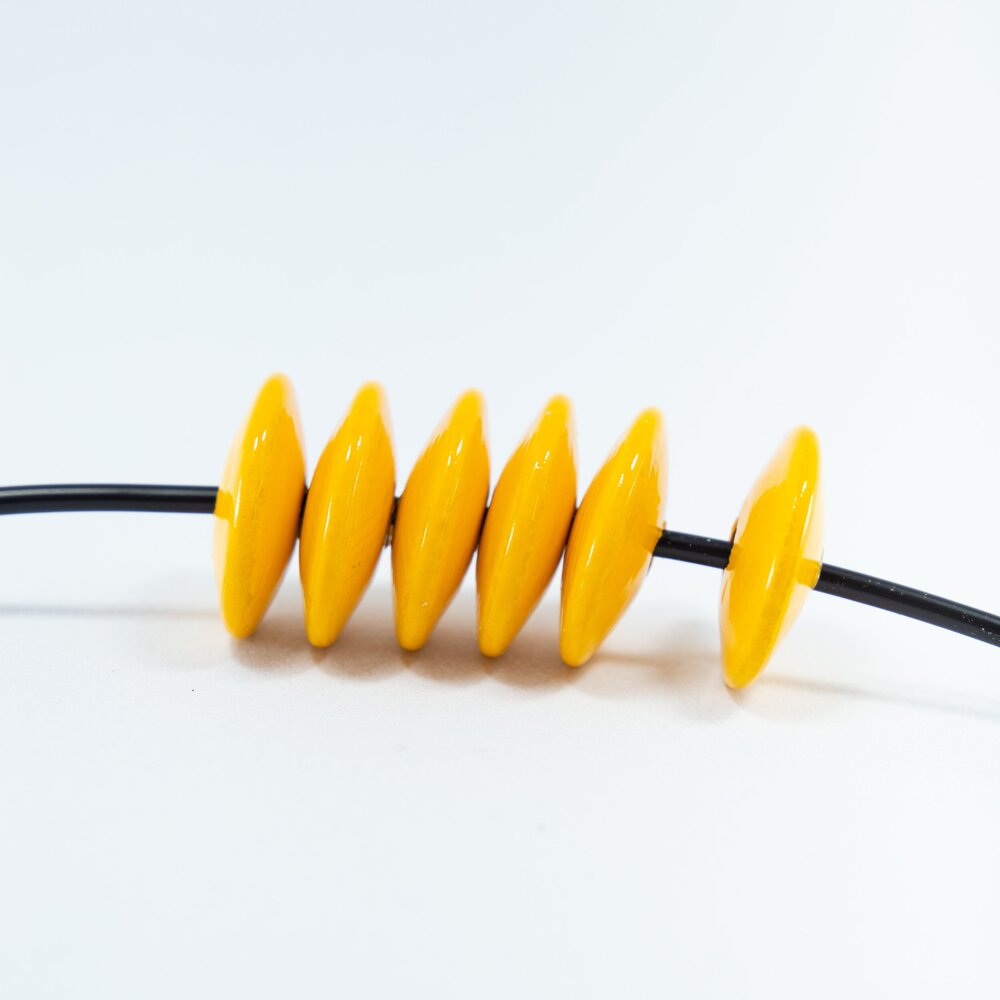 Sunny Yellow Flat Wooden Bead