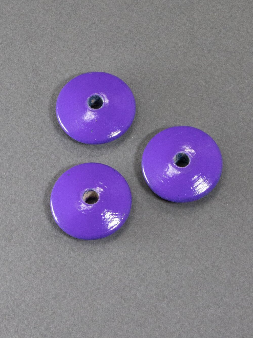 Violet Flat Wooden Bead