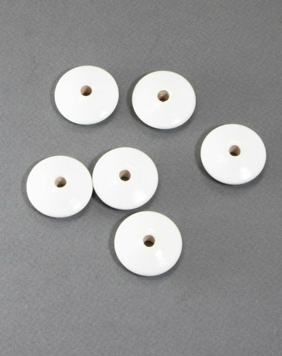 White Flat Wooden Bead