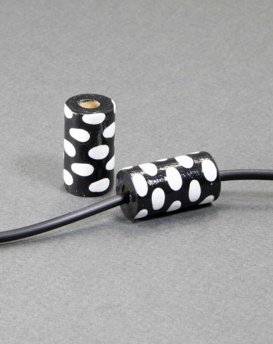 Black Cylinder Wooden Bead 14