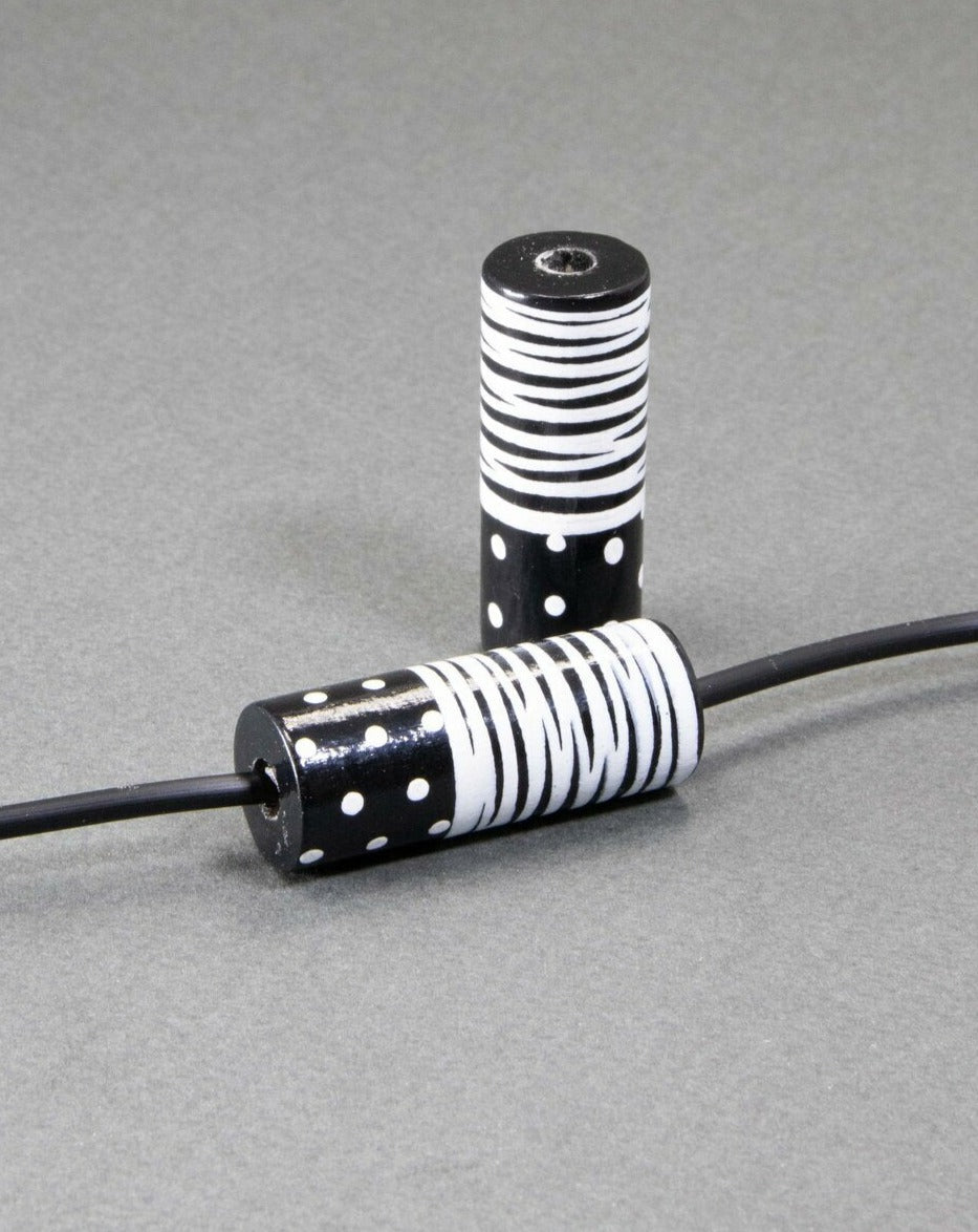 Black Cylinder Wooden Bead 3
