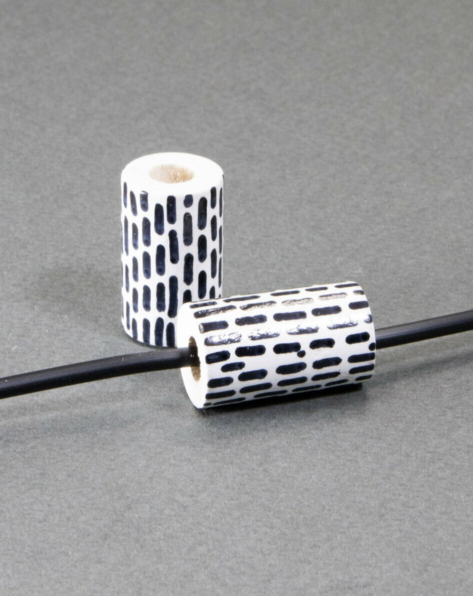 Black Cylinder Wooden Bead 12