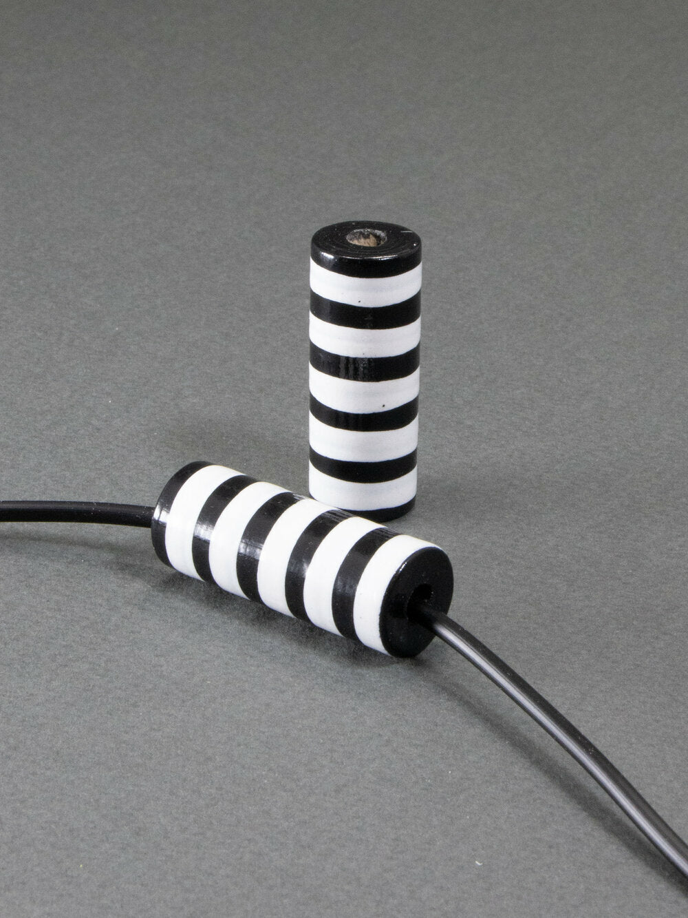 Black Cylinder Wooden Bead 9