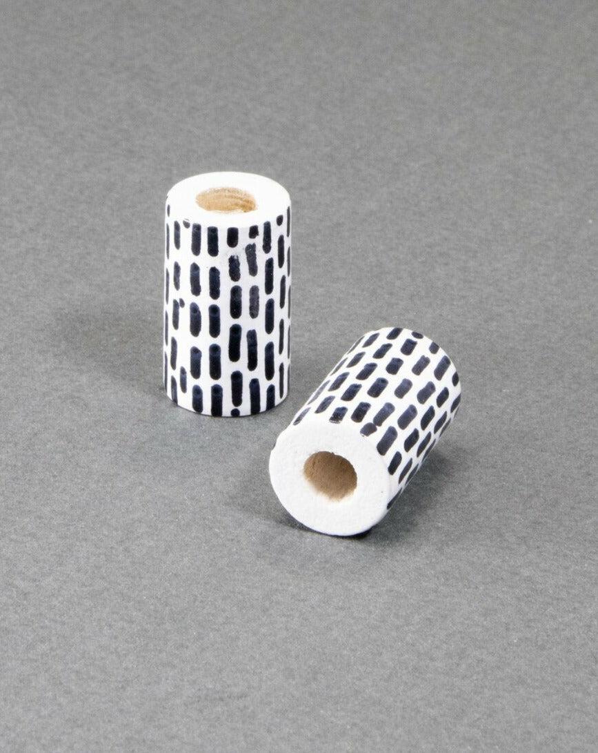 Black Cylinder Wooden Bead 12