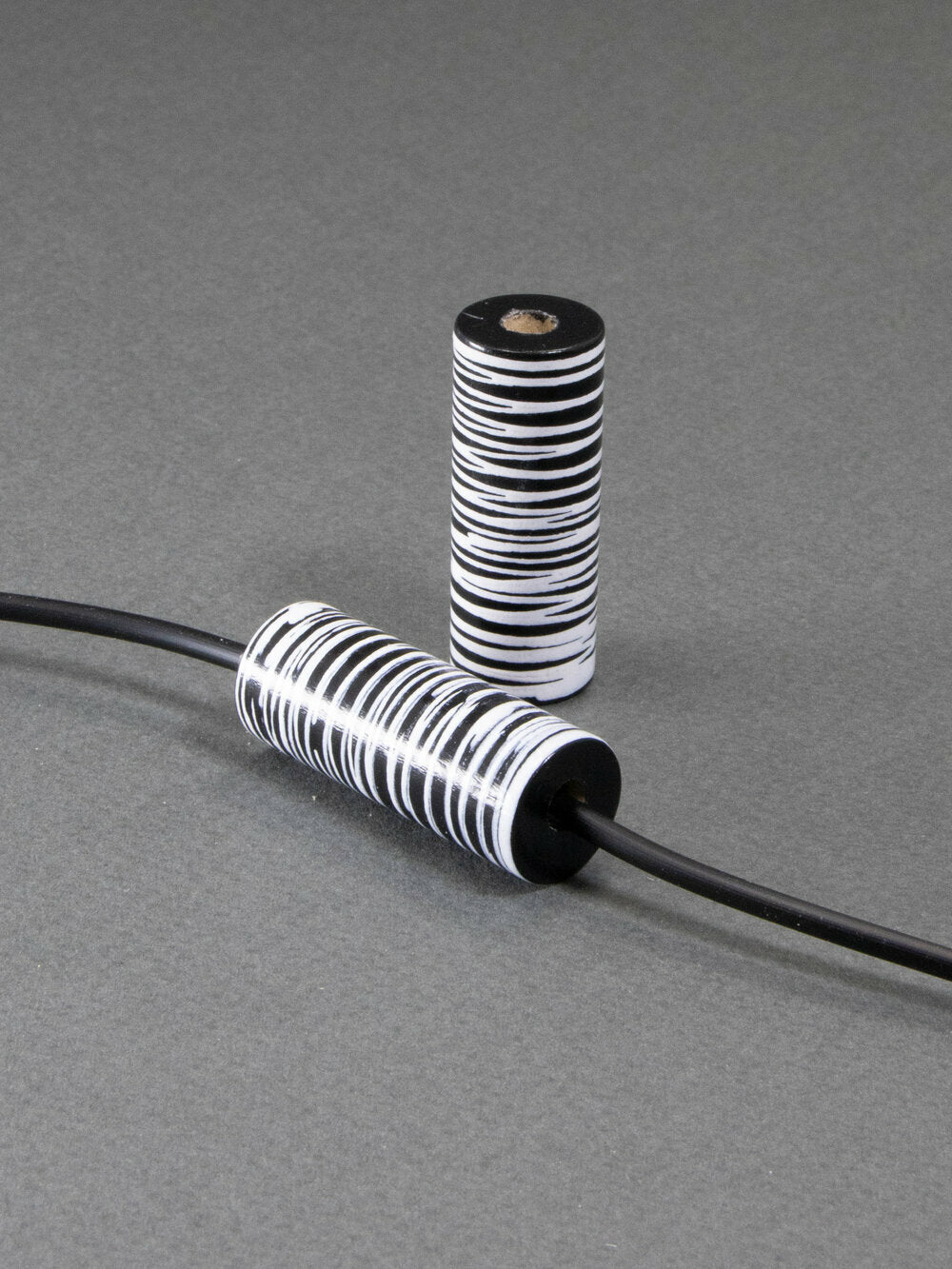 Black Cylinder Wooden Bead 8